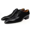 Laarzen Spring Men Dress Shoes Stage Show Grace Gentleman Leather Lace Up herenschoenen Metaal puntige kledingschoenen Trouwschoenen