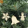 50st Natural Wood Diy Christmas Tree Hanging Ornament Pendant Gifts Tree Snow Flakes Star Shape Xmas Ornaments Dekorationer