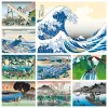 La grande ondata di kanagawa ukiyoe giapponese dipinto diamante fai -da -te dipinto 5d ricamo a mosaico kit a punti croce decorazione per la casa nuovo arrivo