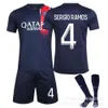 Soccer Set/Tracksuits 2324 Paris Jersey Mbappe Football No.7 Sports Set No.30 Club Match Training Uniform Printed