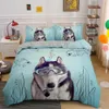 Husky Dog Bedding Set King Queen Size Funny Pet Puppy Duvet Cover for Kids Boys Girls Cute Animal 2/3pcs Polyester Quilt Cover