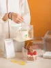 10pcs Transparente Gift Birthday Capo de embalagem de casamento Caixa de sobremesa Plástico, incluindo suporte quadrado de suporte inferior branco