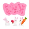 Moule de bonbons 3D, moule au chocolat en silicone de Pâques, moule en argile en polymère, moule à biscuit, mignon outils de décoration de gâteau de moule fondant de lapin de lapin