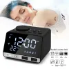 Bluetooth 4.2 Radio Wecker Temperaturlautsprecher mit 2 USB -Anschlüssen LED digitale Wecker Snooze Tischuhr Home Decor