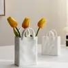 Vases Ceramic For Flowers Retro Tote Shape Tabletop Elegant Flower Vase Home Decor Cute Decorative