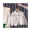 Girl'S Dresses 2023 Spring And Autumn Children Shirts Kids Girls Blouse Sweater Stitching Fake Twopiece Set Baby Cute White 240307 D Dhxeo