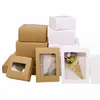 6pcs Kraft Paper Box with Window Candy Cookie Gift Boxes Bags Wedding Birthday Party Home DIY Jewelry Gift Packaging Decorations