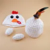 Crochet Knit Baby Chicken poulet poulet costume tenue Nouveau-né les accessoires de conception animale faite à la main Vêtements de bébé H265