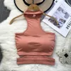 Women's Tanks Camis Y2K crop top womens shoulder strap vest top built-in bra womens cotton vest womens 2023 summer all-around shipping J240409