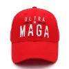 刺繍トランプのファンは、男性と女性のための黒い赤い赤いウルトラマガ野球帽を帽子帽子新しい0410