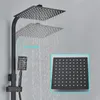 Shbshaimy Black Rainfall Shower Faucetsバスルームシャワーミキサー蛇口ブラスシャワーセットクレーンビデシャワースプレー棚タップ