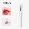 Makeup Brushes 100pcs Portable Silicone Lip Brush With Cover Soft Multifunction Applicator Lipstick Lipgloss Reusable