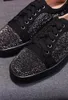 Casual Shoes Shiny Crystal Flock Leather Spring Flats Male Leisure Style Classic Black White Lace-Up Zapatos De Hombre Sneakers For Men
