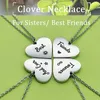 Pendant Necklaces 4 Pcs Heart Four Leaf Clover Pendant Necklace Stainless Steel Best Friends Forever And Ever Necklaces BFF Sisters Jewelry 240410