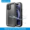 SportLink Waterproof Case för iPhone 14 13 12 11 15 Pro XS Max SE 2: a 3: e 2022 X XR 5 7 8 Black Cover Diving Underwater Swimming