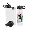 Water Bottles 20/25OZ Sublimation Blank Vacuum Insulated Sport Metallic White Bottle Wide Mouth With Straw Eco Friendly Botella De Agua