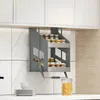Кухонный шкаф с выталкиванием подъемной корзины для хранения специй на стену