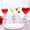 1st Creative Pink Flamingo Cocktail Glass Martini Goblet Nverted Cone Shaped Wedding Birthday Party Crystal Champagne Wine Cup