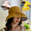 Breite Krempeln Hüte falten Bildschirmhut Mode Baumwolle große leere doppelseitige Top Beach Cap Sports UV Outdoo J9I3