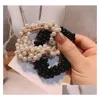 Haar rubberen bands nieuwe vrouw elegante parelbladen kralen meisjes scrunchies paardenstaart houders accessoires zachte elastische band drop levering jood dh1xk