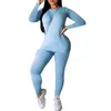 Women's Two Piece Pants Women 2pcs Tracksuit Set 2024 Autumn Long Sleeve Jumpsuit Playsuit And Pant Casual Ladies Solid Color Outfits