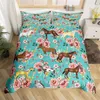 Horse couette couvercle des animaux de ferme ensemble pour enfants pour enfants microfibre printemps nature floral couvre-couverture de cowboy occidental cowboy