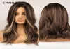 HXY WIGS EMMOR MULHERES039S LONGO WAVY WAVY BROWN COM MATELA BLONDA RESISTANTE DE CORTURO NATURAL PARA AFREMAÇÃO AFREMENTE COSPLAY MATHE