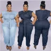 Jumpsuit plus size dames kleding denim ronde nek