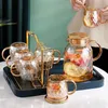 Tociera in vetro di texture di diamanti ambra e tazza set di acqua fredda resistente al calore Soccia trasparente tè tazza per tè per la casa