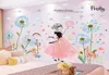 Shijuekongjian Pretty Girl Wandaufkleber für Kinderzimmer Baby Schlafzimmer Kindergarten Dekoration DIY Pink Farbe Blumen Wandabziehbilder Gttu5501062