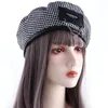 Bogaretas estilo de couro de inverno Little Little perfumada Puid Painter Hat Women Women Korean Houndstooth