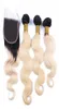 Body Wave 1B613 Dunkle Wurzel Ombre 4x4 vordere Spitzenverschluss mit 3Bundles 4pcs Lot Virgin Brazilian Blonde Ombre Haare mit Top -Verschluss886609