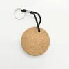 Cork Circular row float Keychains Custom Cork Wood Keyrings Engraving Logo Customized Keyring Phone Holder Key Ring Promotional Keychain car keyring