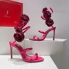 Rene Caovilla Cleo Rhinestone Snake Strass Stiletto Sandals mm Evening Dress Shoes Luxury Designer Women 's High Heels 발목 샌들 상자와 샌들.