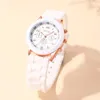 손목 시계 4pcs 패션 간단한 세트 시계 럭셔리 남성 여성 실리콘 테이프 쿼츠은 비즈니스 캐주얼 팔찌 손목 시계를위한 시계