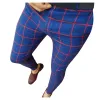 Pantalon de costume à imprimé à plaid décontracté pour hommes pantalons de pieds extensibles avec des poches
