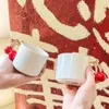 Kubki 300 ml trójwymiarowa ręcznie malowana wiśniowa ceramiczna kubek Ins Wysoka wartość kreatywny kubek domowy Złoty Lampka luksus