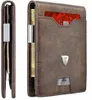 teehon Genuine Leather MIni Small Wallet Men Slim Mey Clip RFID Blocking Bifold Credit Card Holders f2NH#