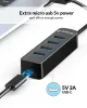 Hubs orico 4 bağlantı noktası USB 3.0 Hub PC Dizüstü Bilgisayar Aksesuarları için C Tipi Güç Kaynağı Portu