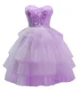 Korta hemkommande klänningar Tiered Applices Beading Lace-Up Tulle Ball Gown Cocktail Formal Eccque Eccque Cocktail Prom Party Graudation Gowns HC17