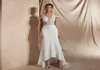Strandbröllopsklänning för brud paljetter spets applikation ren kropp kall axel satin kjol hilo fit och flare klänning1646801