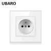 Ubaro French Standard 86*86mm AC110-250V 16A Painel de vidro de cristal temperado temperado tomada elétrica Puncada de parede de parede tomada USB 5V 2100mA