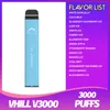 Orijinal En İyi Taste Vhill V3000 Vapes Tek Kullanımlık Puf 3000 3500 Puflar 10ml Prefiled Arabalar Elfbar Vaper E Sigara Pufu Shisha Bar vs Gunnpod Elux Efsanesi Elf Vape Bar