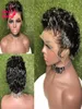 4x4 Curly Bob Short Pixie Pixie Pixie Human Hair 13x4 Lace Frontal Pre Slucked z Baby Hair 150 Remy Front Lace Peruka dla czarnych kobiet7248959