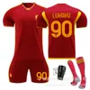 Maglie da calcio 2324 Roma Home 21 Dibara 90 Lukaku 9 Abraham Kit di calcio