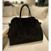 The Row suede Margaux 15 handbag genuine leather large capacity cowhide commuting tote bag Dong Jie same style01