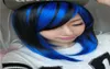 Woodffestival Short Straight Wigs Black Mix Blue Wig Cosplay Women Lolita Synthetic Anime hat Rostant Peruca Ombre Hair6951155