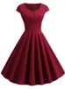 Pink Summer Dres gegen Neck Vintage Robe Elegant Retro Pin up Party Office Midi Kleider 240402