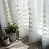 Cortinas de janela de tule branco bordadas para sala de estar, cortina pastoral de voil, cortinas de cozinha de quarto, decoração de casa