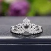 Wedding Rings CAOSHI Noblelady Crown Ring With Brilliant Zirconia Gorgeous Silver Color Band Bridal Jewelry Promise Accessories Gift